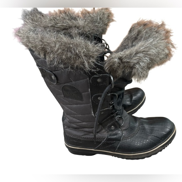Sorel Tofino Waterproof Winter Boots Womens Size 9 Tall Faux Fur Snow - Picture 1 of 6